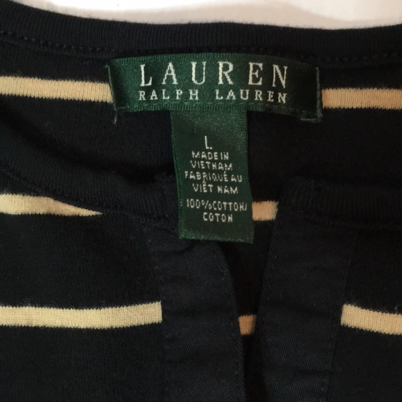 RALPH LAUREN long sleeve Top . Black/Cream - Picture 4 of 10